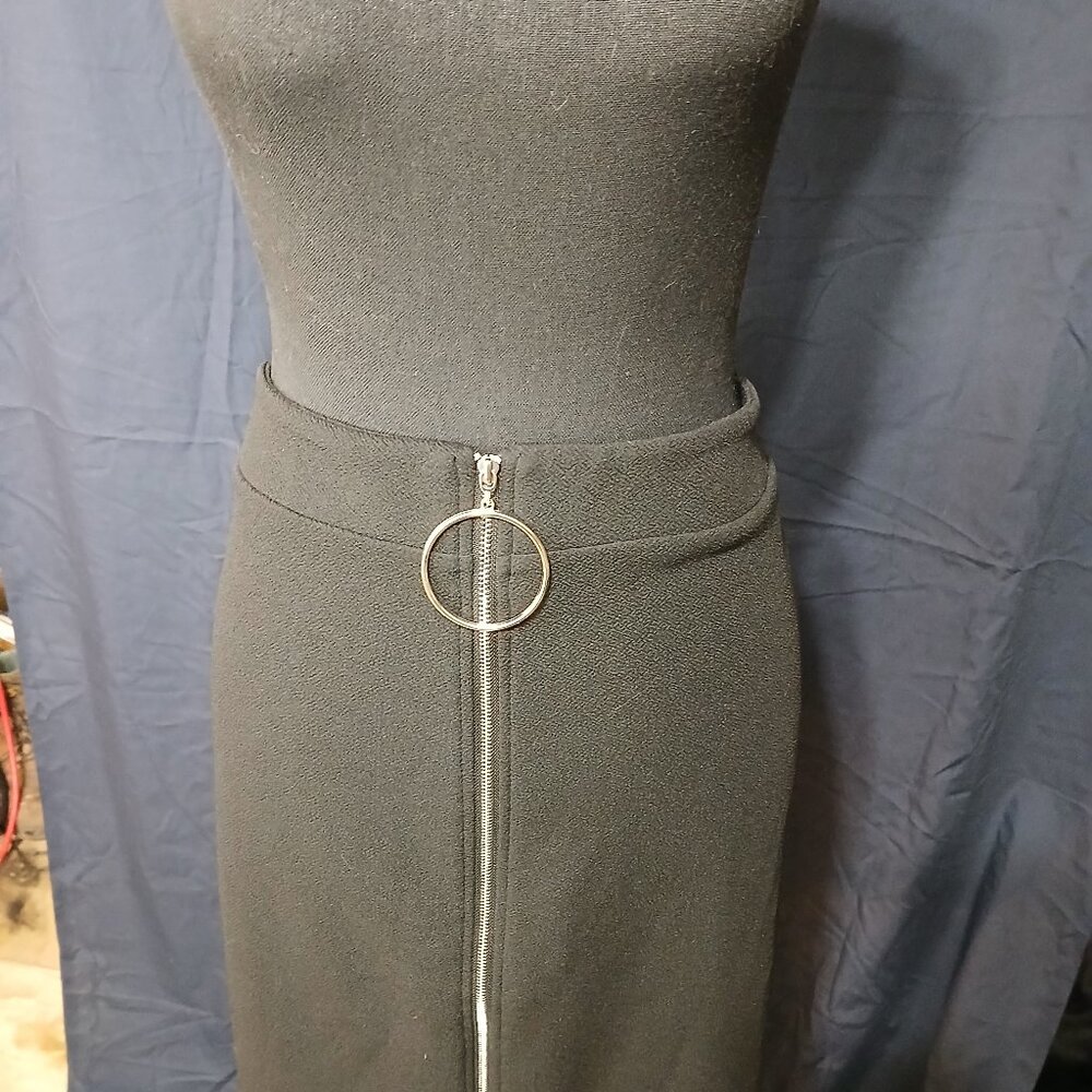 SHEIN CURVE 2XL Bodycon Skirt - Black w/ Silver O-Ring Zipper